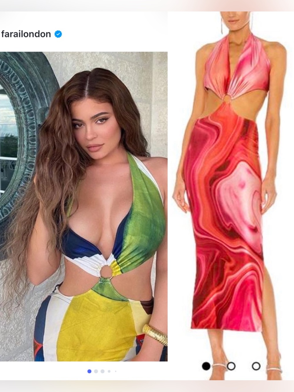 Farai London Pink Marble Halter Dress with Cutout size Small
